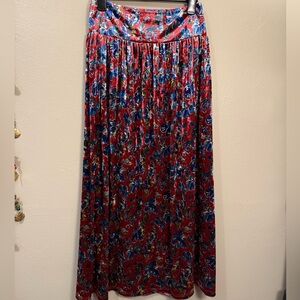 Natural Life Lisa Velvet Floral Pull On Maxi Skirt Elastic Waist Size Medium